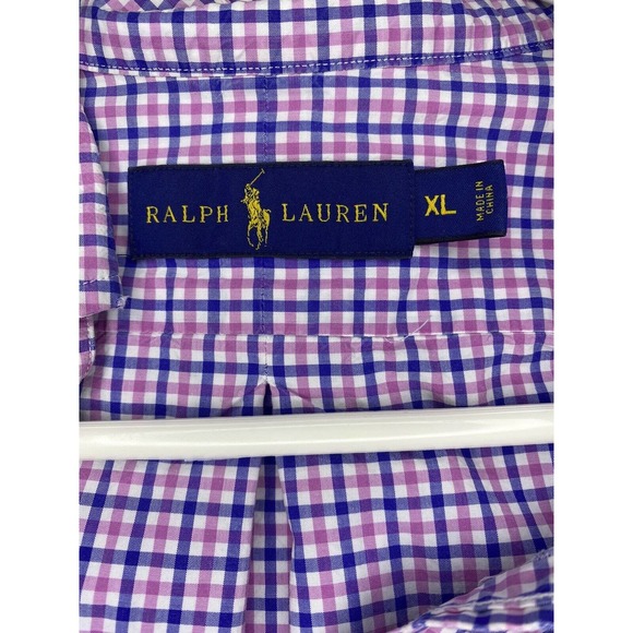 Polo Ralph Lauren Shirt Mens XL Pink Blue Checkered Blue Pony Button Down - Picture 5 of 6